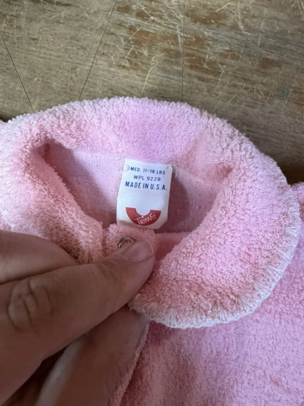 Vintage 1950s Peter Rabbit Pink Trimfit Terry Cloth Baby Sleeper Medium 11-18 LB